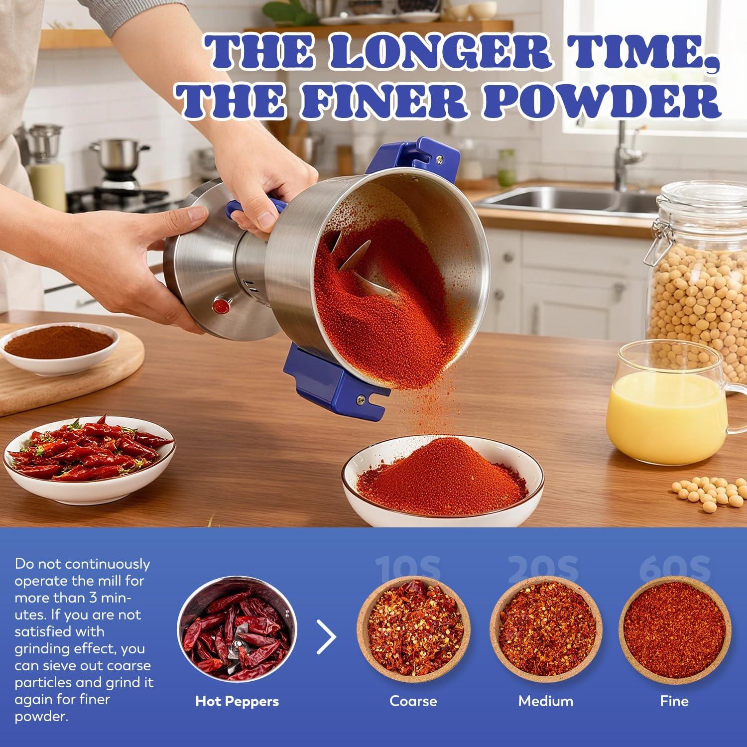 Molinillo de Granos Eléctrico Moongiantgo 500g Acero Inoxidable