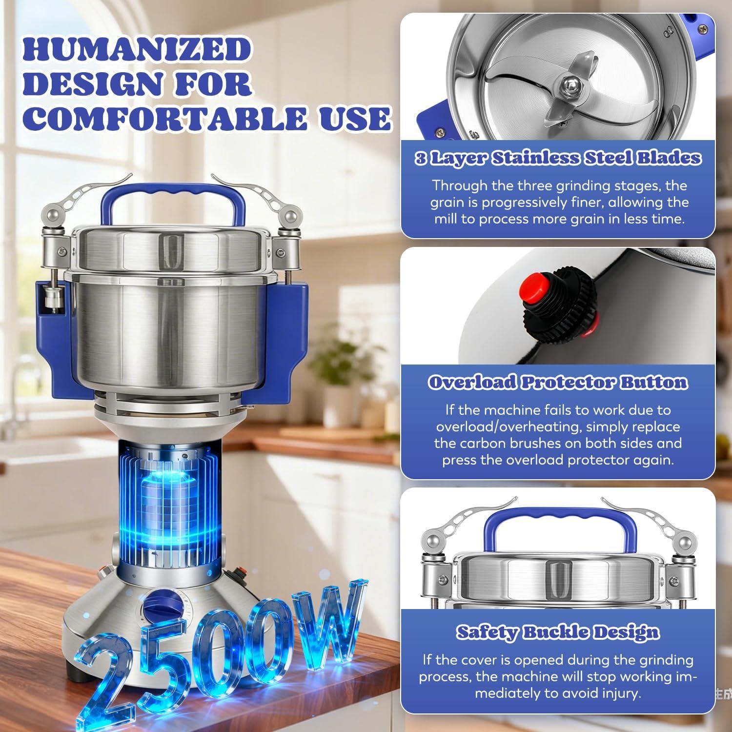 Molinillo de Granos Eléctrico Moongiantgo 500g Acero Inoxidable