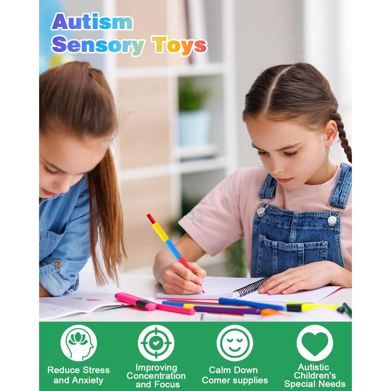 Agarraderas de Lápiz Sensoriales Antiestrés LESONG - Paquete de 24