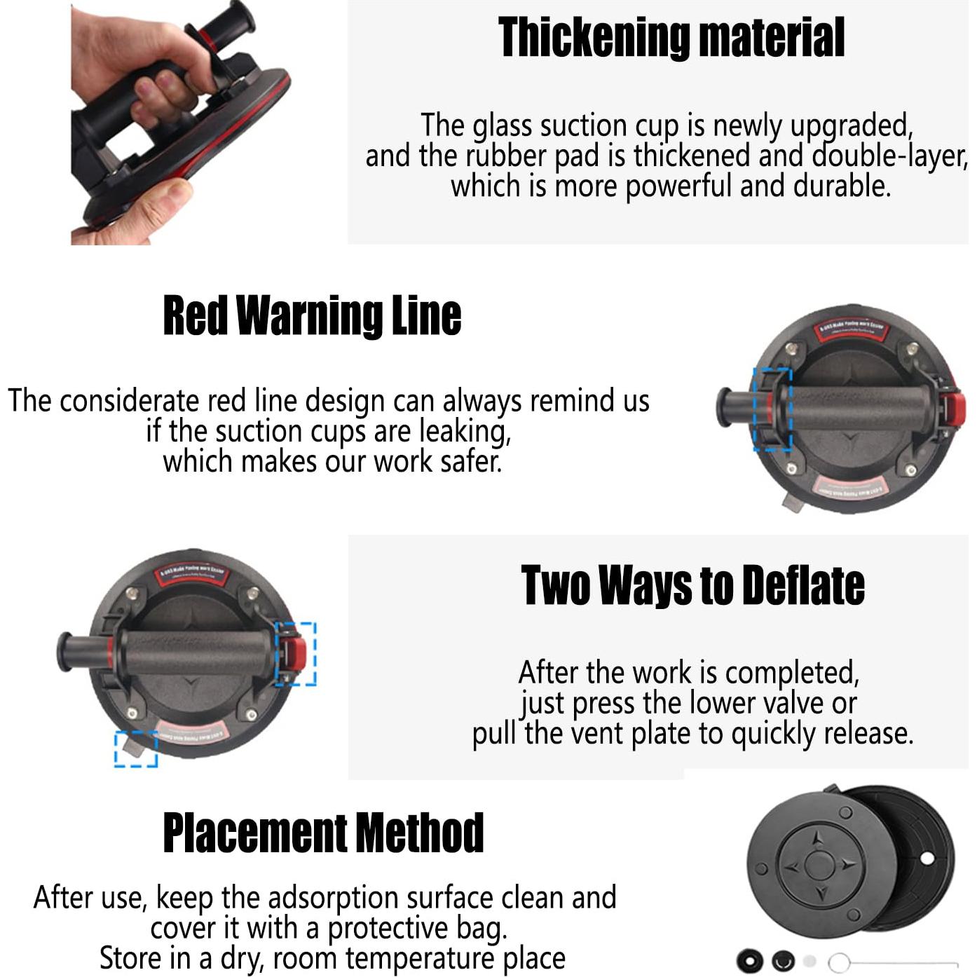 Ventosas de Vidrio KVNTOOLS 2 Piezas 199.58 kg Doble Capa