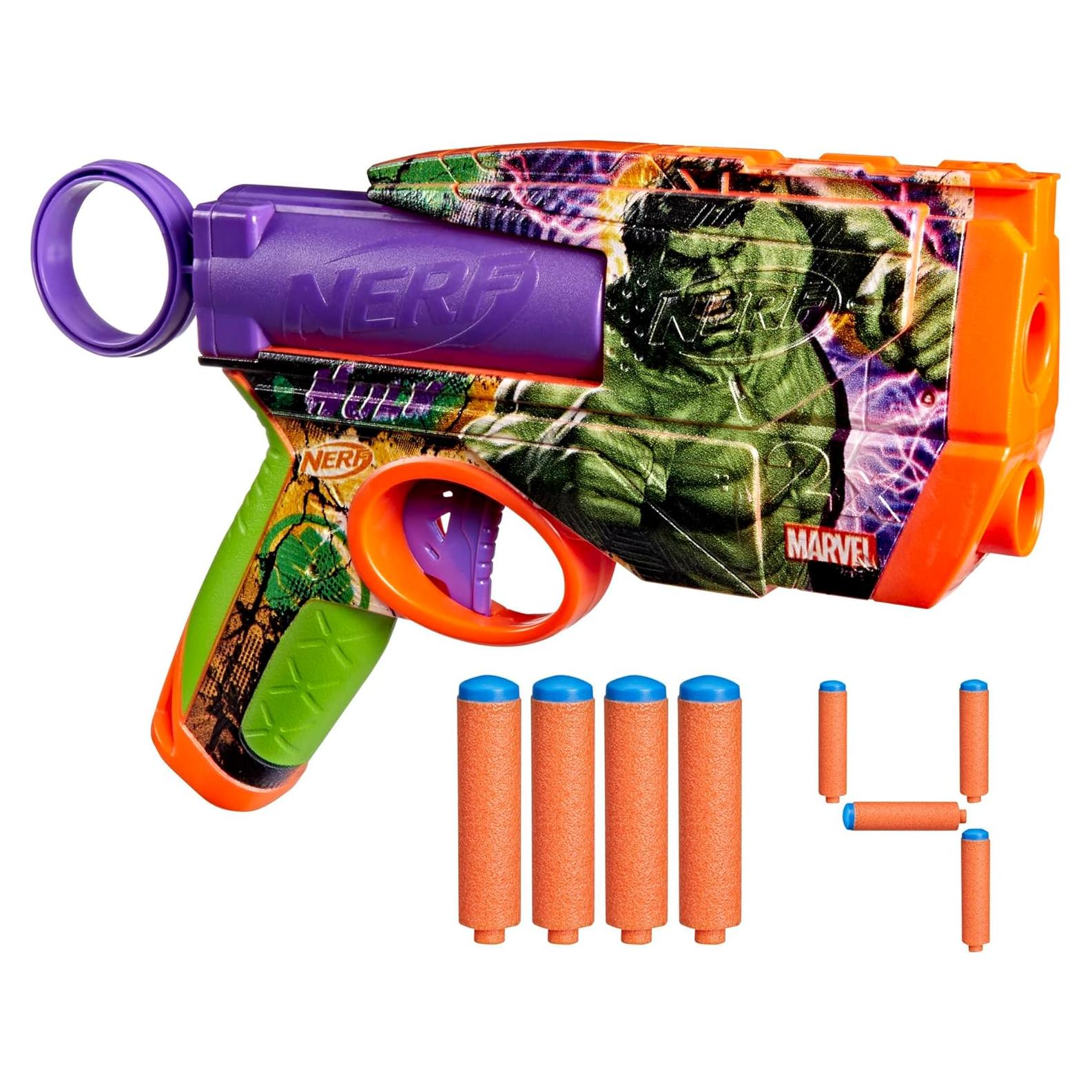 Blaster Nerf Marvel Hulk con 4 Dardos N1 - Juguete 8+