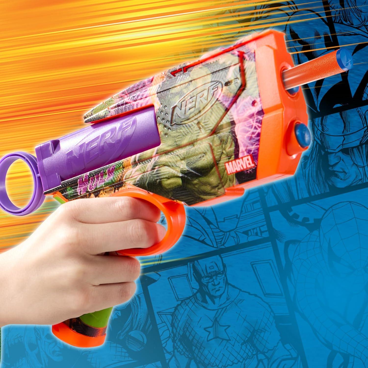 Blaster Nerf Marvel Hulk con 4 Dardos N1 - Juguete 8+