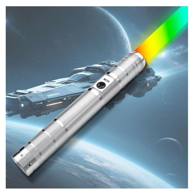 Sable Iluminado JOINBO de Metal Plateado 62 cm RGB Recargable