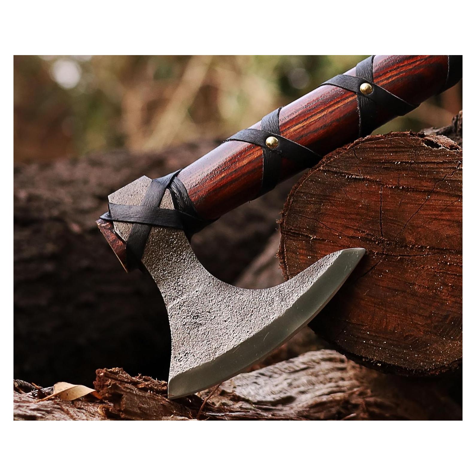Hacha Vikinga WAZIR Crafts 43 cm Acero Carbono Mango Madera