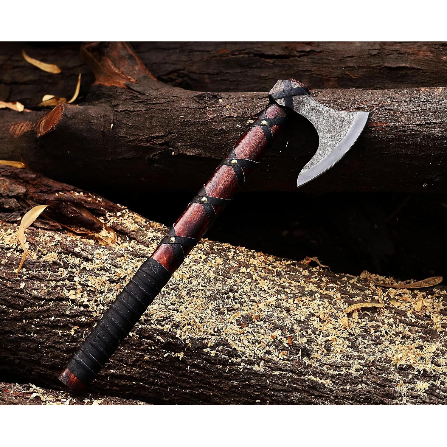 Hacha Vikinga WAZIR Crafts 43 cm Acero Carbono Mango Madera