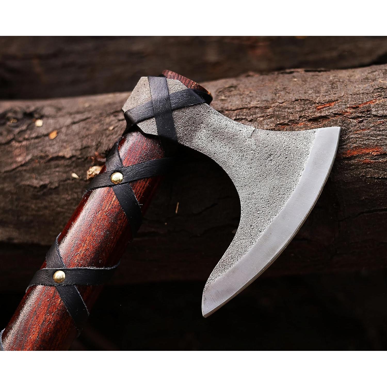 Hacha Vikinga WAZIR Crafts 43 cm Acero Carbono Mango Madera