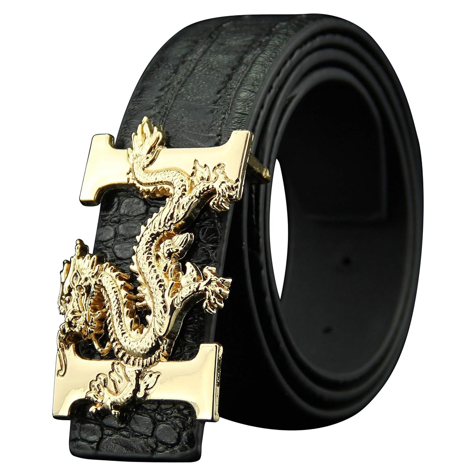 Cinturón de cuero ALAKA para hombres 110cm negro cocodrilo