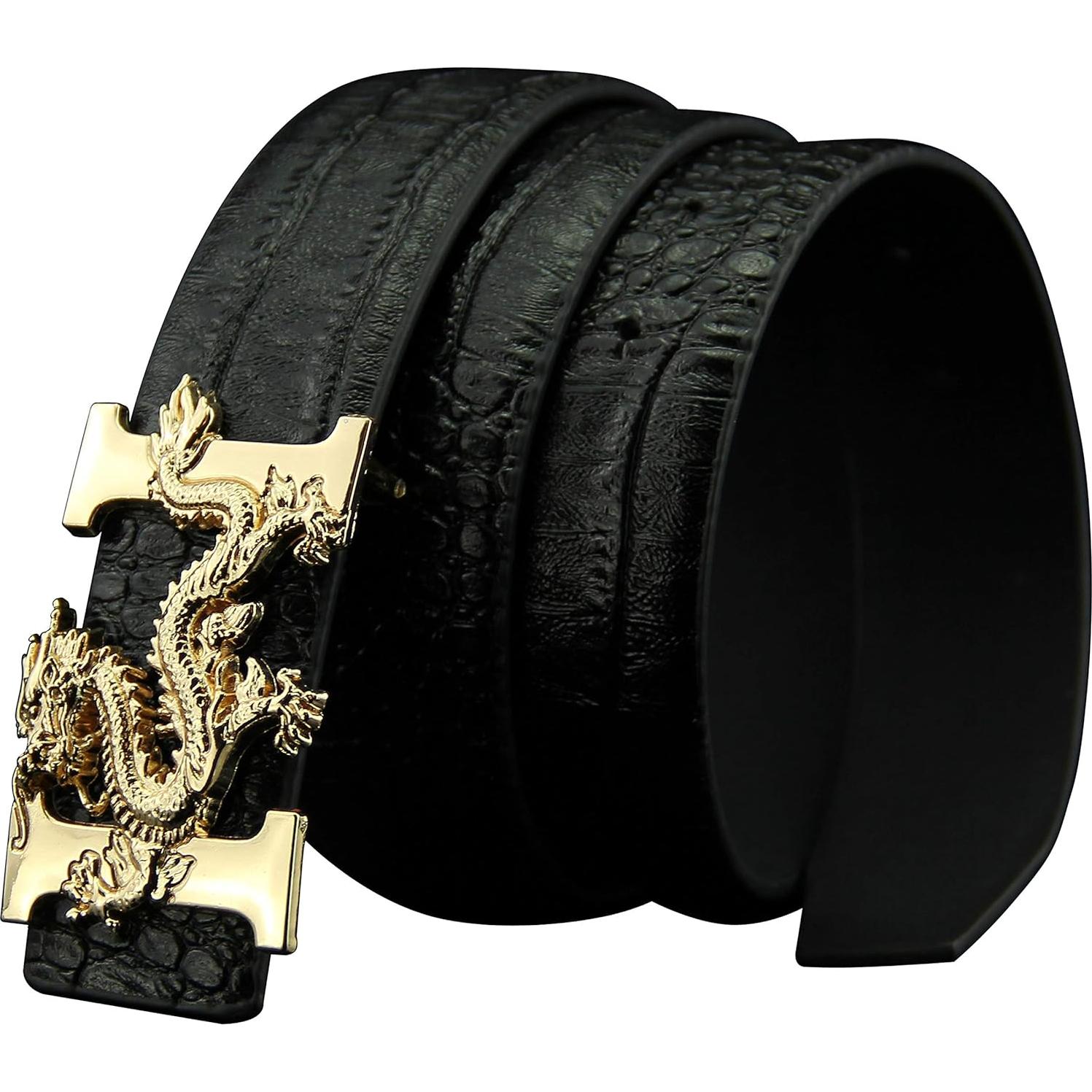 Cinturón de cuero ALAKA para hombres 110cm negro cocodrilo
