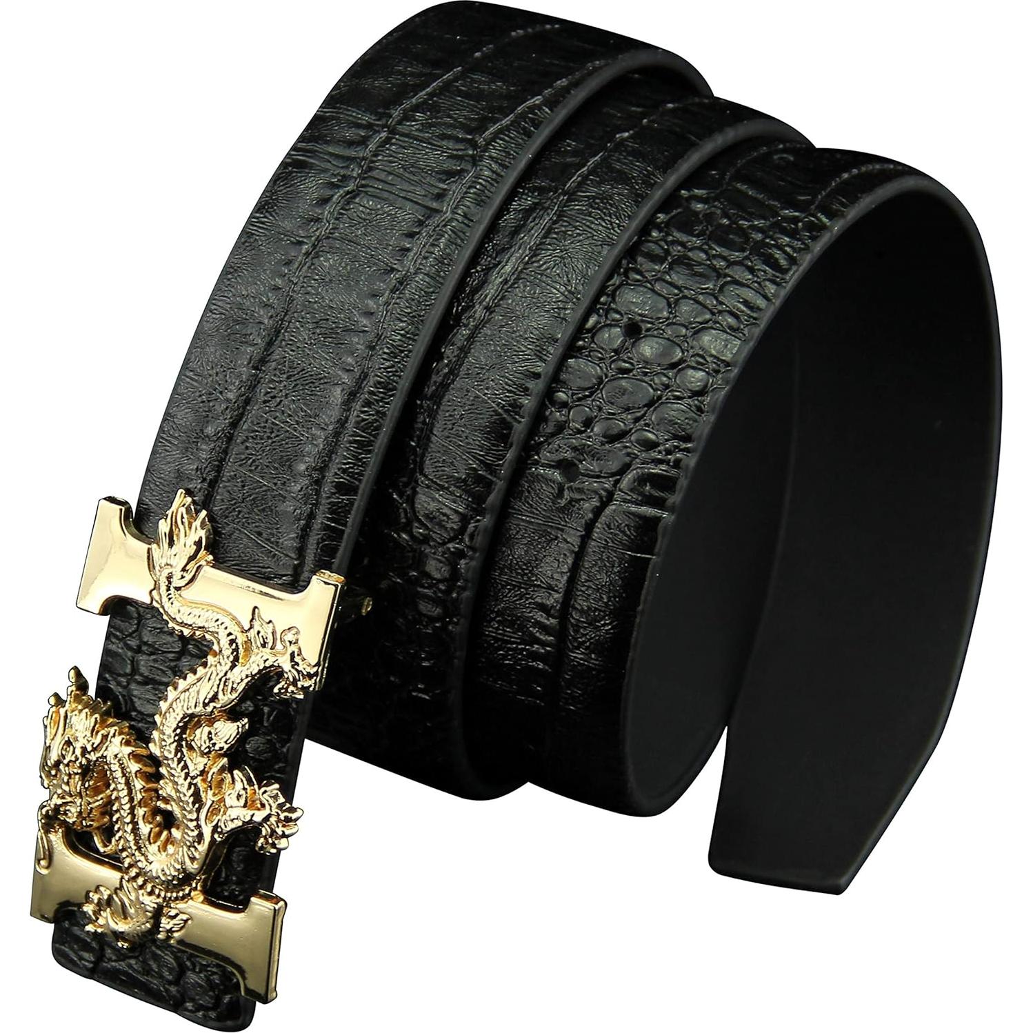 Cinturón de cuero ALAKA para hombres 110cm negro cocodrilo