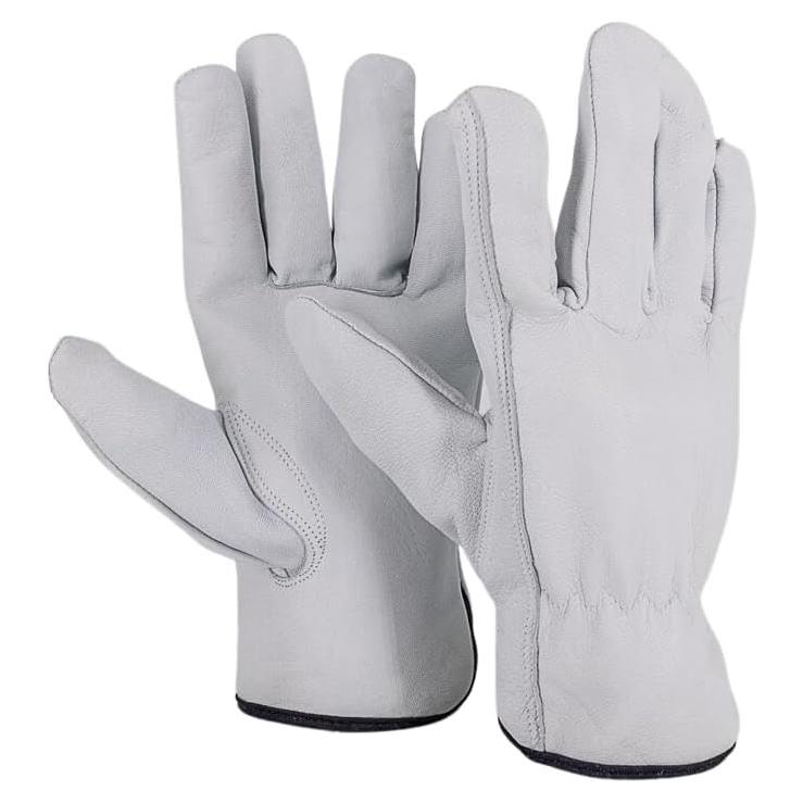 Guantes de trabajo de cuero de cabra - 3 pares - Mediano