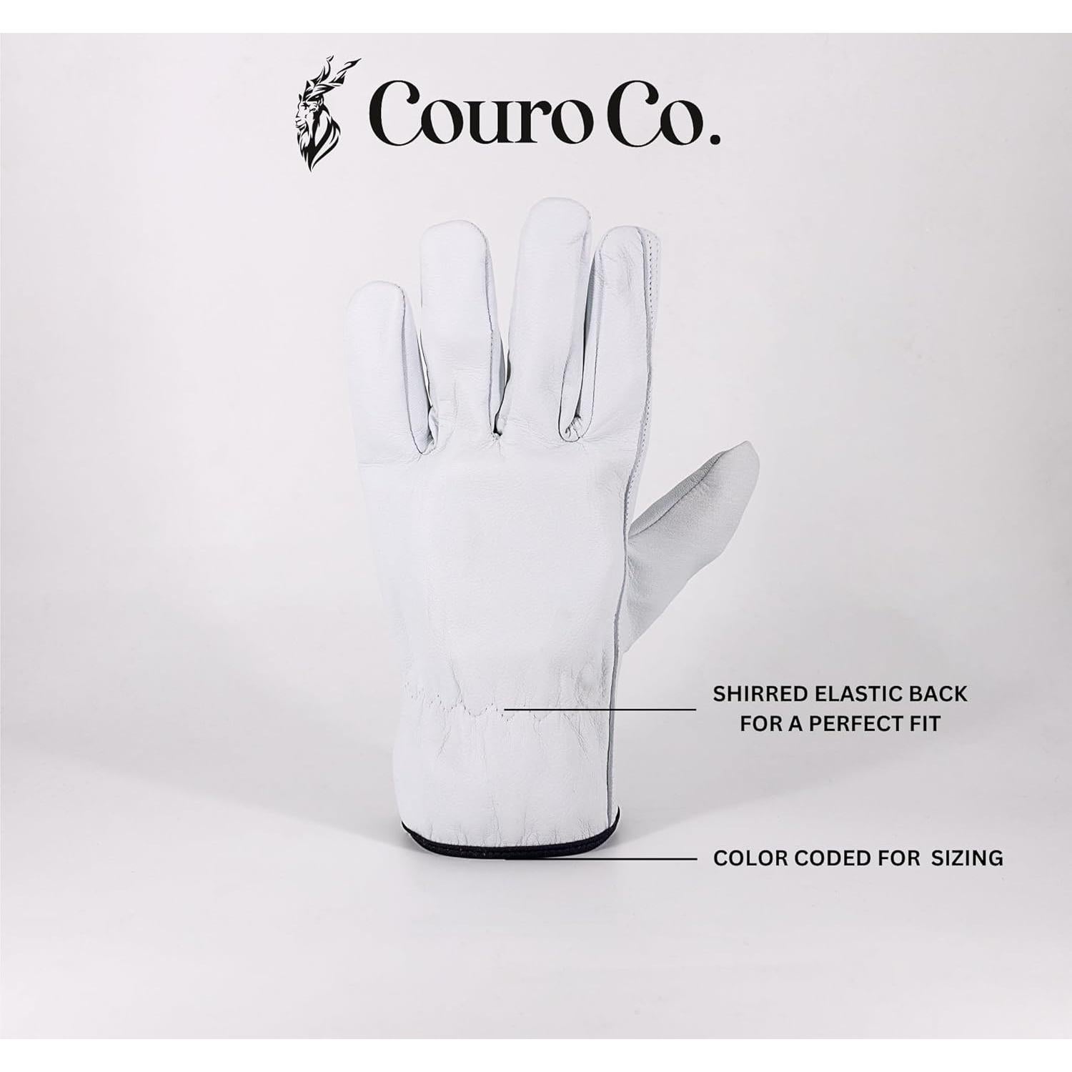 Guantes de trabajo de cuero de cabra - 3 pares - Mediano