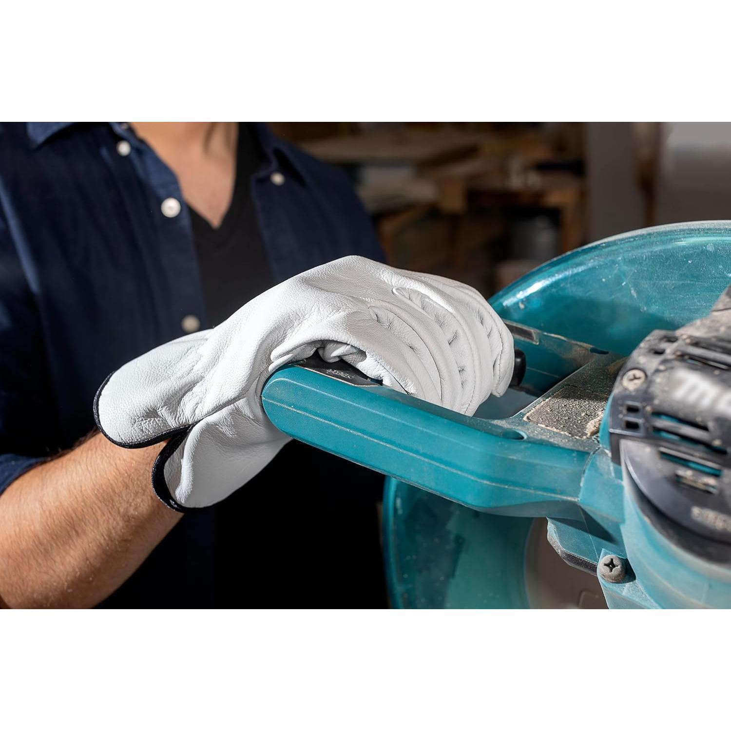 Guantes de trabajo de cuero de cabra - 3 pares - Mediano