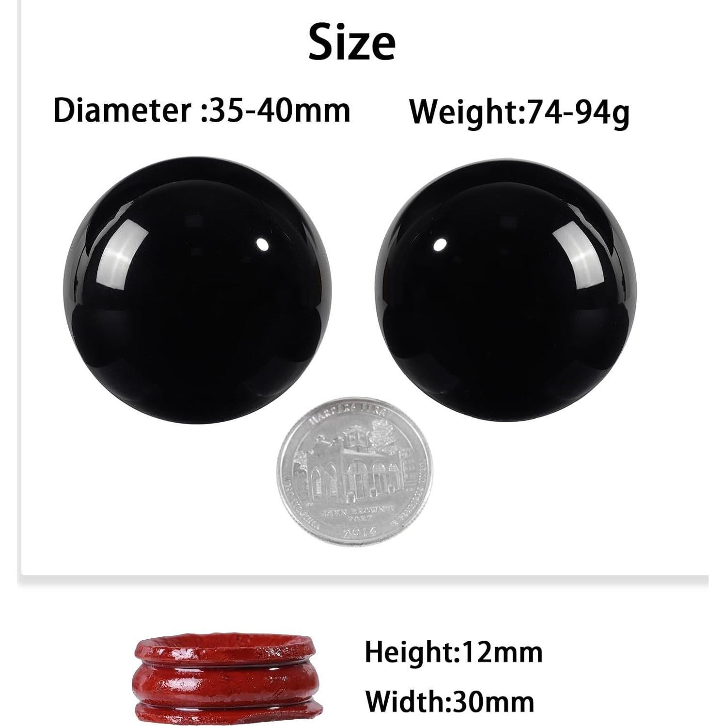 Esfera de Obsidiana Negra SUNYIK con Soporte de Madera 35-40mm