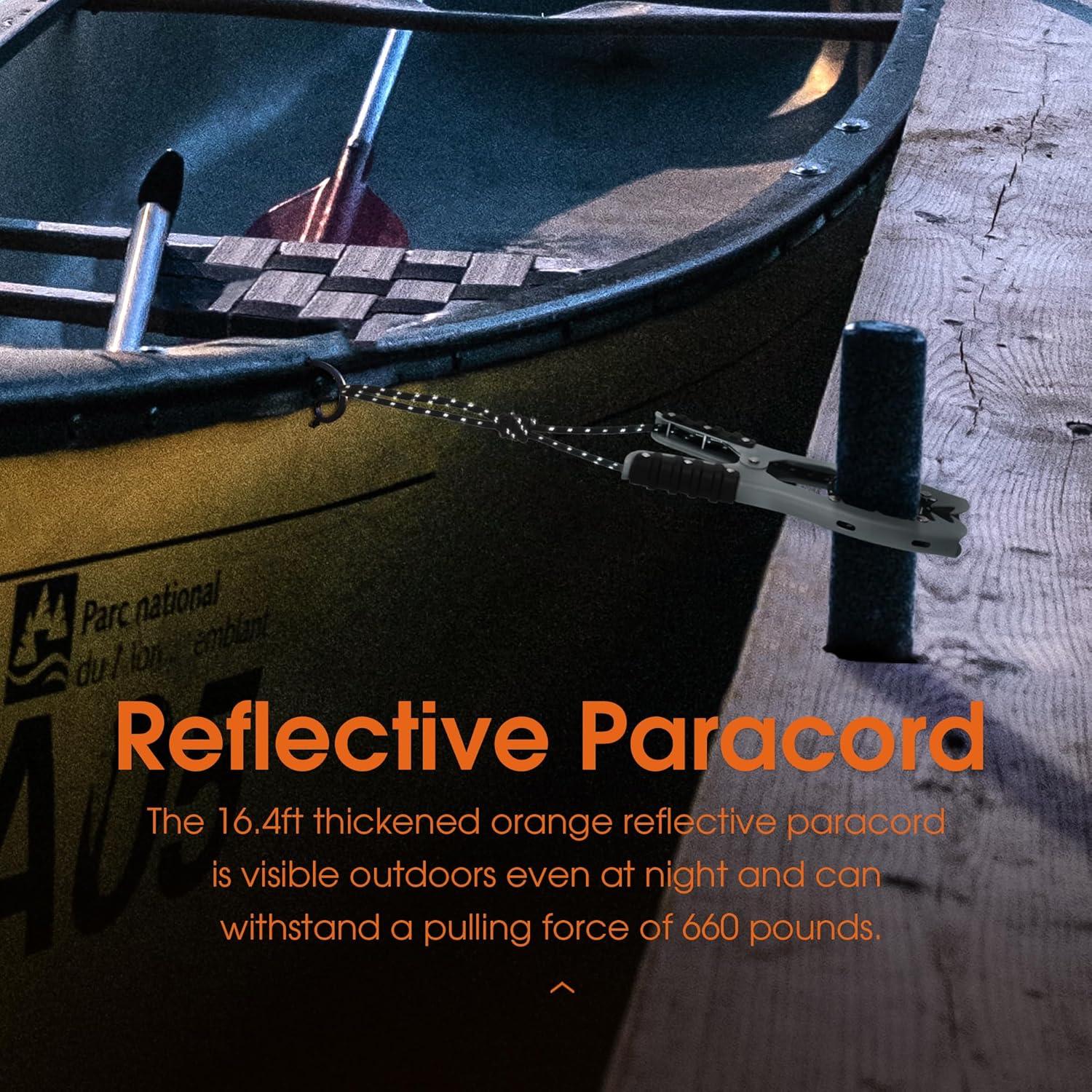 Agarre de Ancla Antidious Kayak con Paracord 5m y Gancho