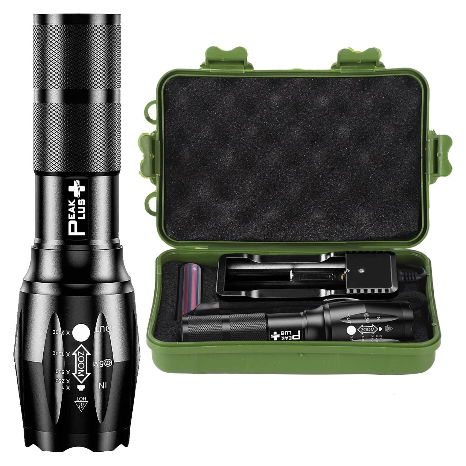 Linterna Táctica PeakPlus XML T6 1000 Lúmenes Recargable