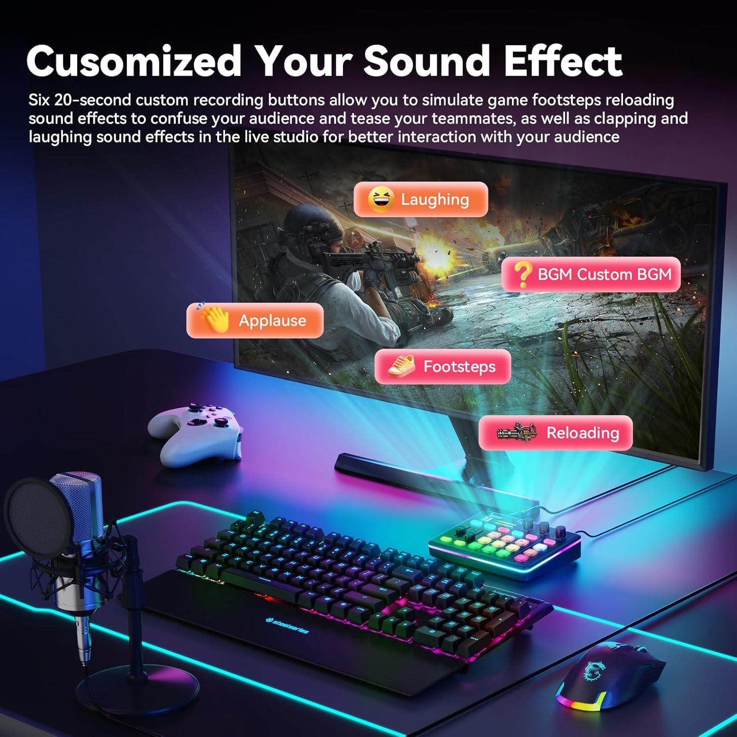 Mezclador de Audio Gaming SINWE G1 con RGB y Preamp 48V