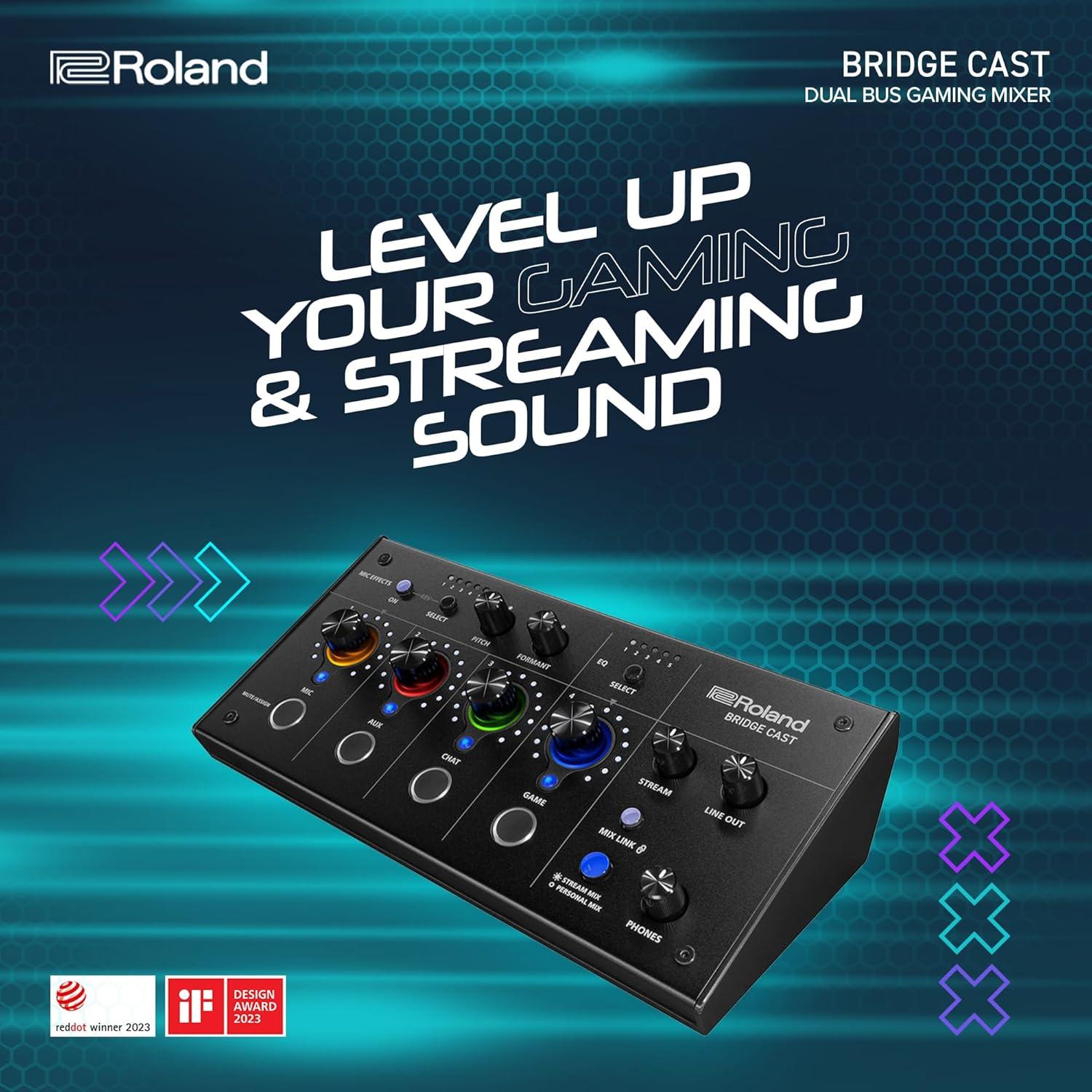 Mezclador Dual Bus Roland BRIDGE CAST para Juegos Negro | Interfaz de Audio Profesional USB-C