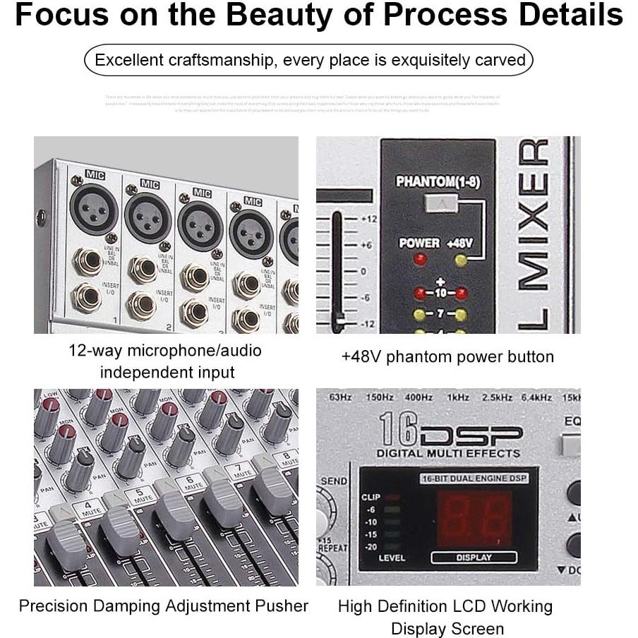 Mezclador de Audio Profesional G-MARK GMX1200 12 Canales USB