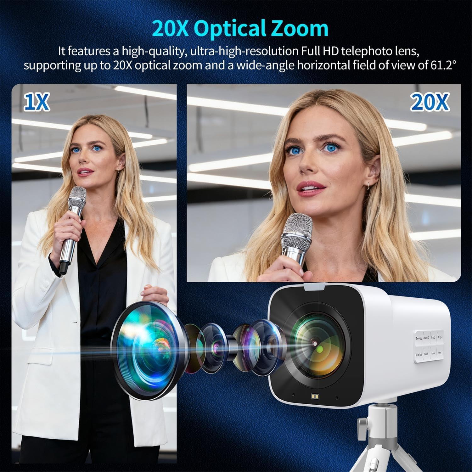 Cámara de Video TOALLIN BC20W 4K 60FPS 20X Zoom Óptico