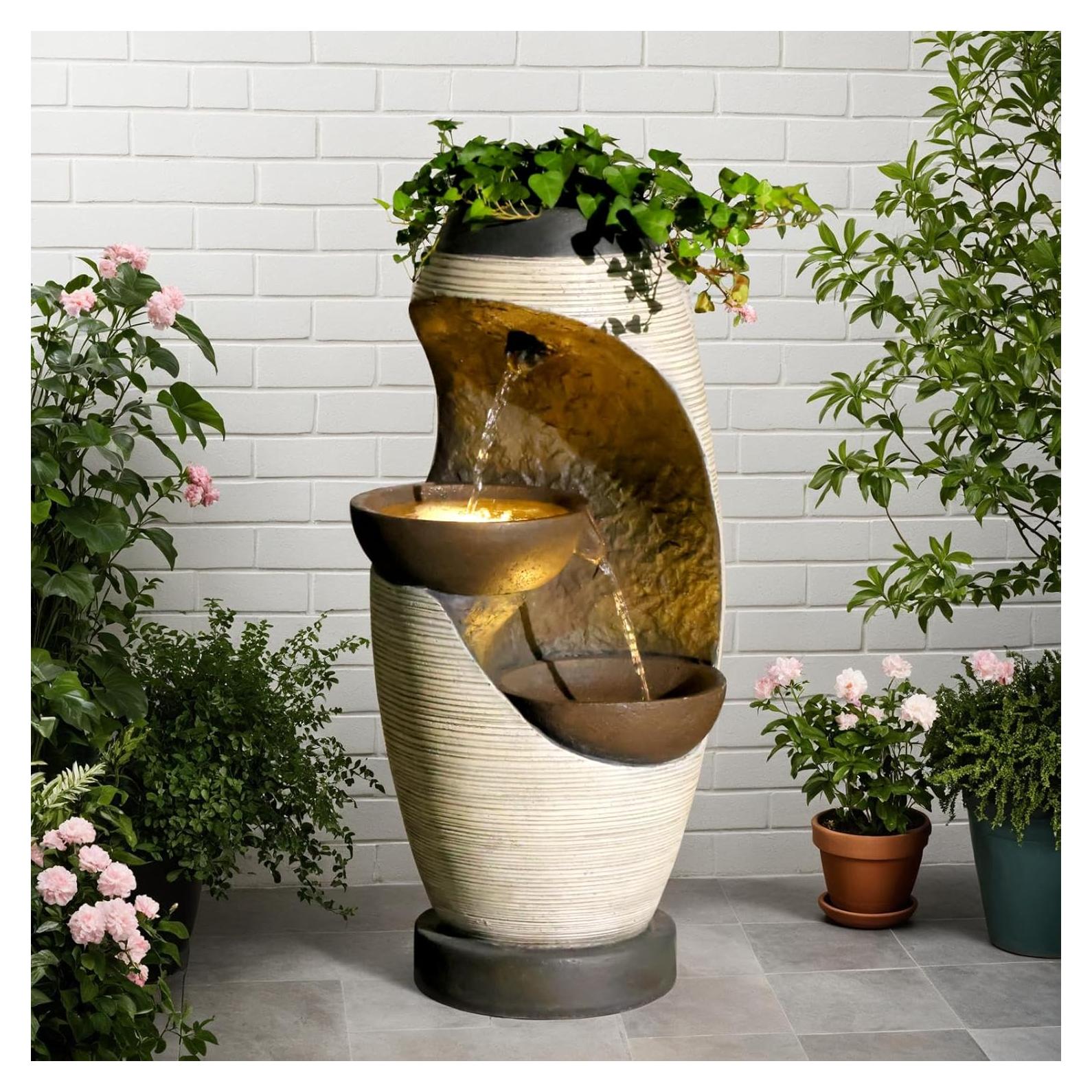 Fuente de Jardín Exterior Bumilgar 2 Niveles con LED 70cm