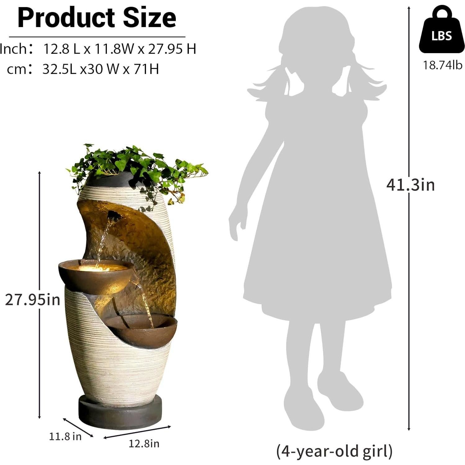 Fuente de Jardín Exterior Bumilgar 2 Niveles con LED 70cm