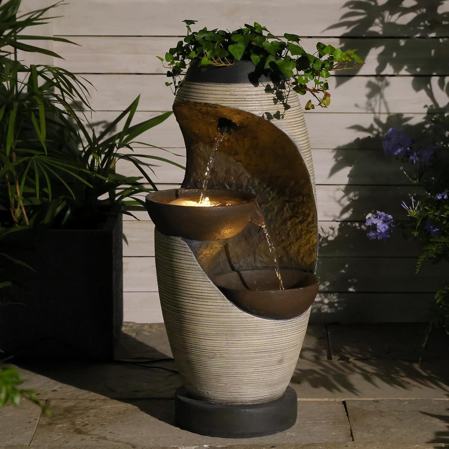 Fuente de Jardín Exterior Bumilgar 2 Niveles con LED 70cm