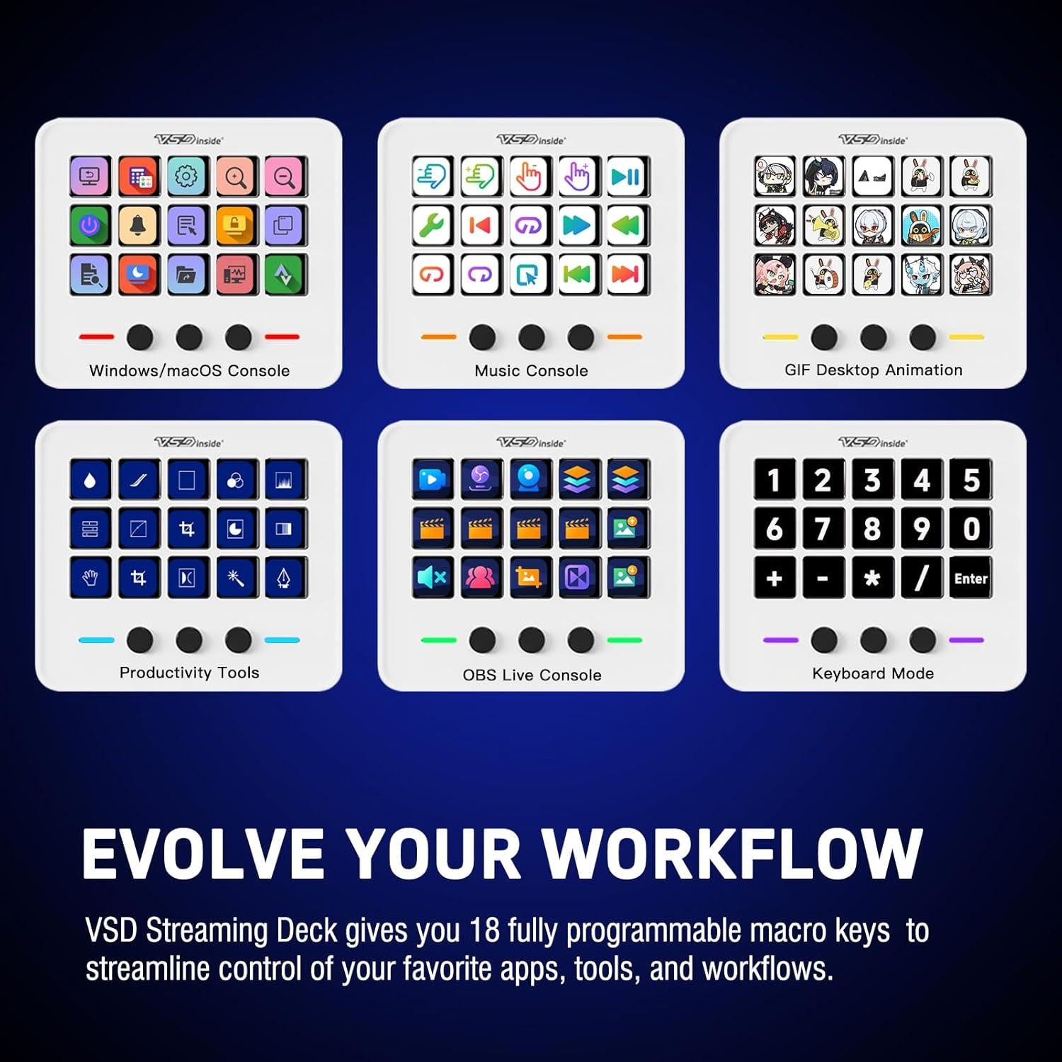 Teclado Macro VSDinside M18 USB con 18 Teclas Programables