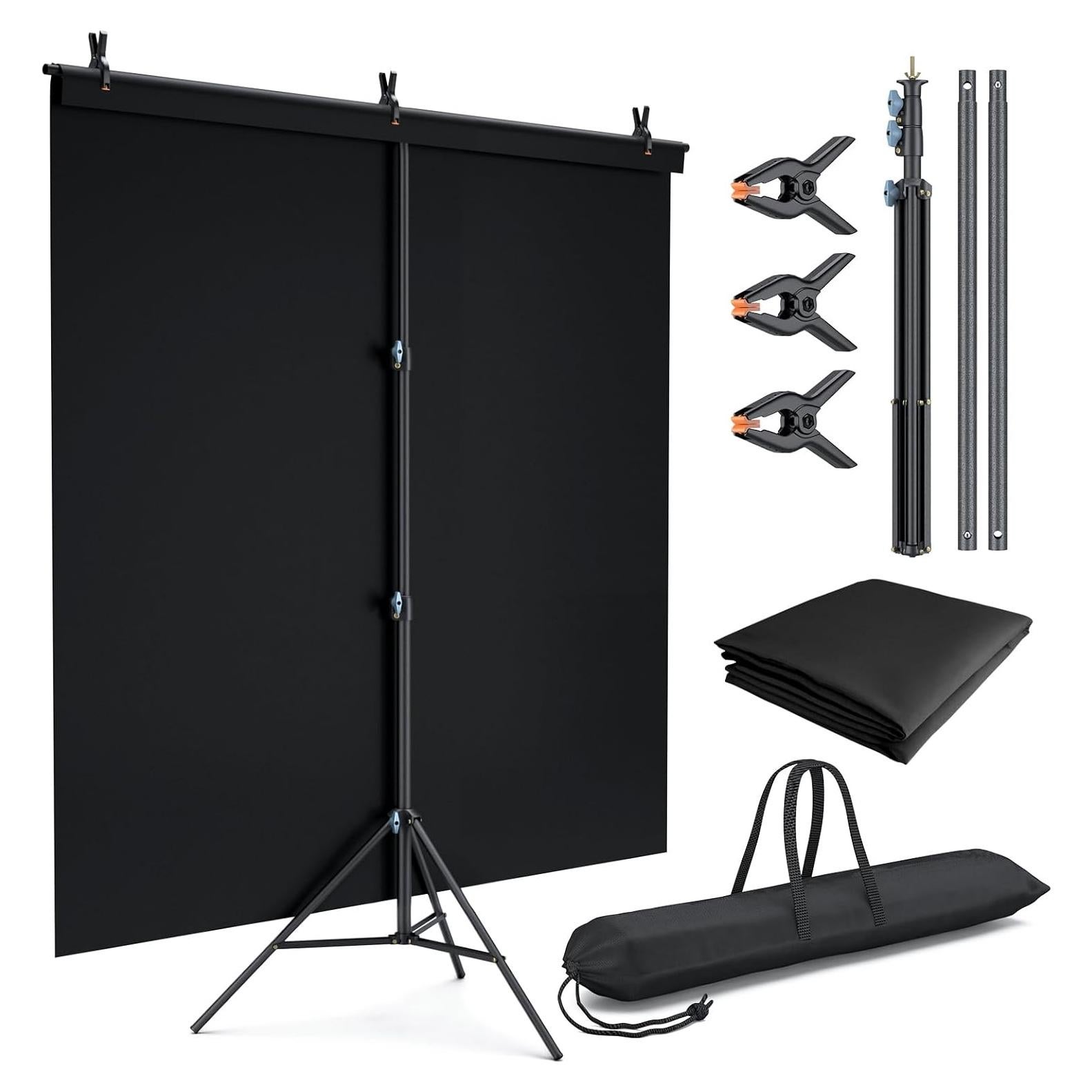 Soporte de Fondo Negro LINCO 5x2m con Bolsa y Abrazadera