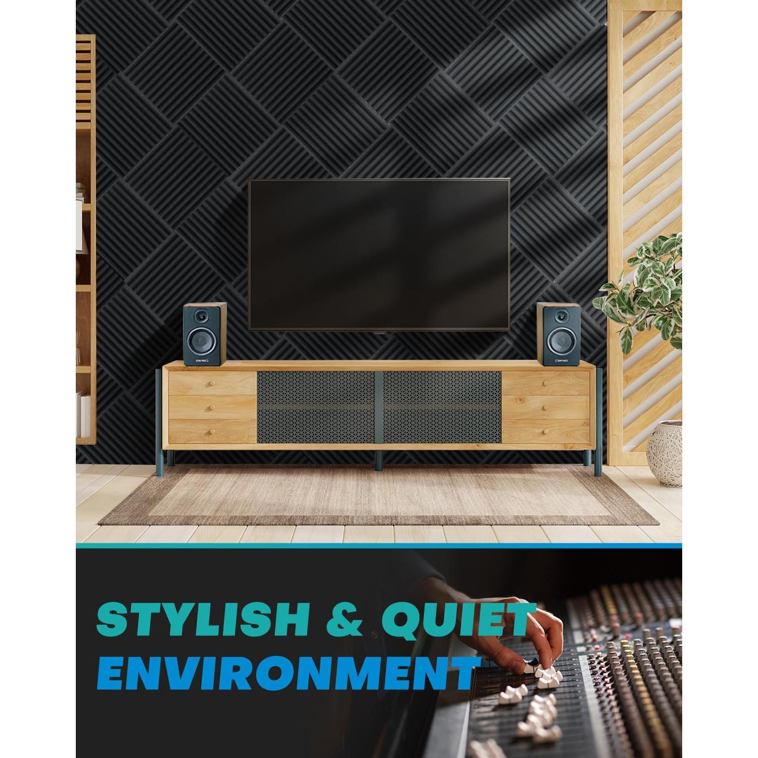 Paquete de 50 Paneles Acústicos Aislantes 30.48x30.48cm Negro