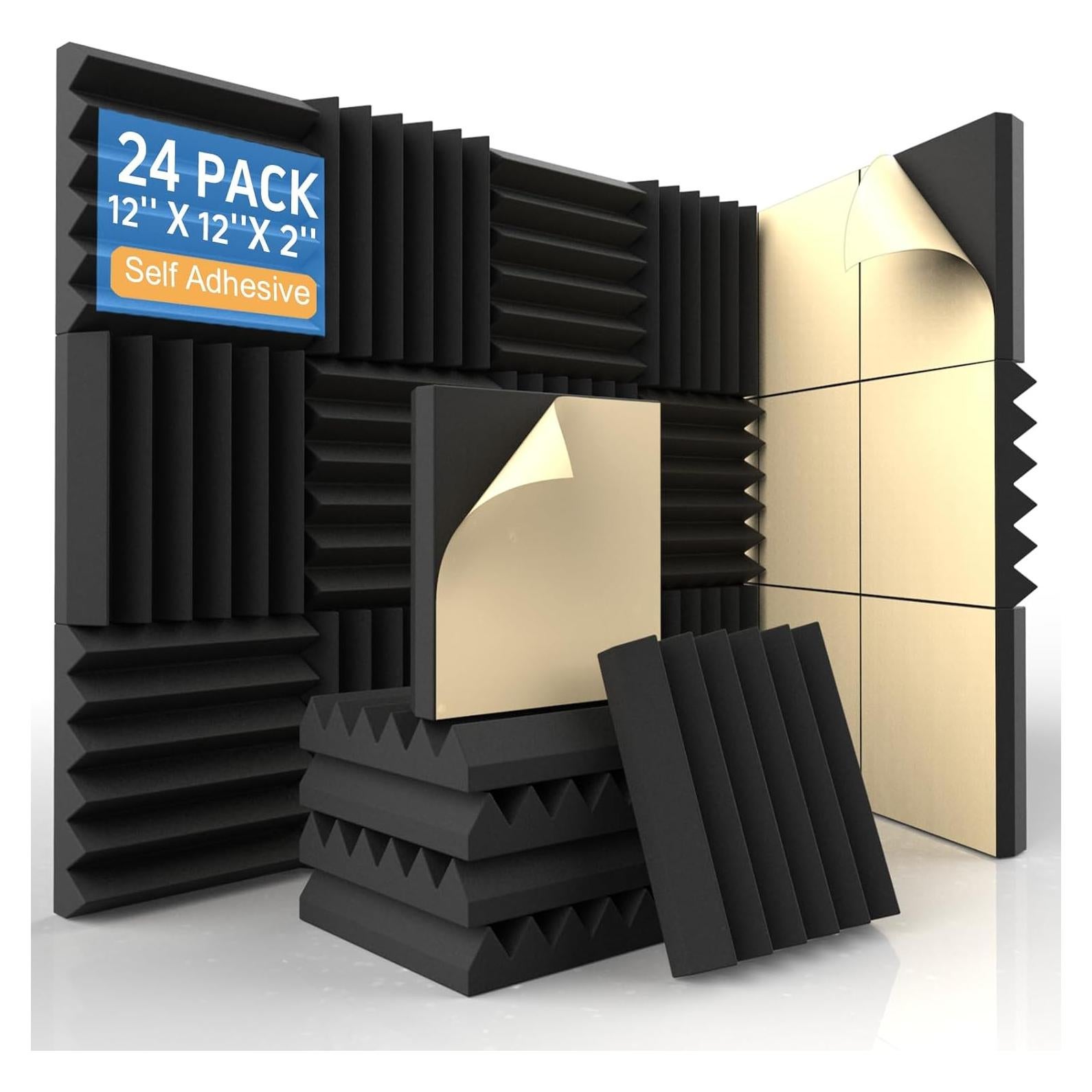 Paquete de 24 Paneles Acústicos Autoadhesivos Wedge 30x30cm