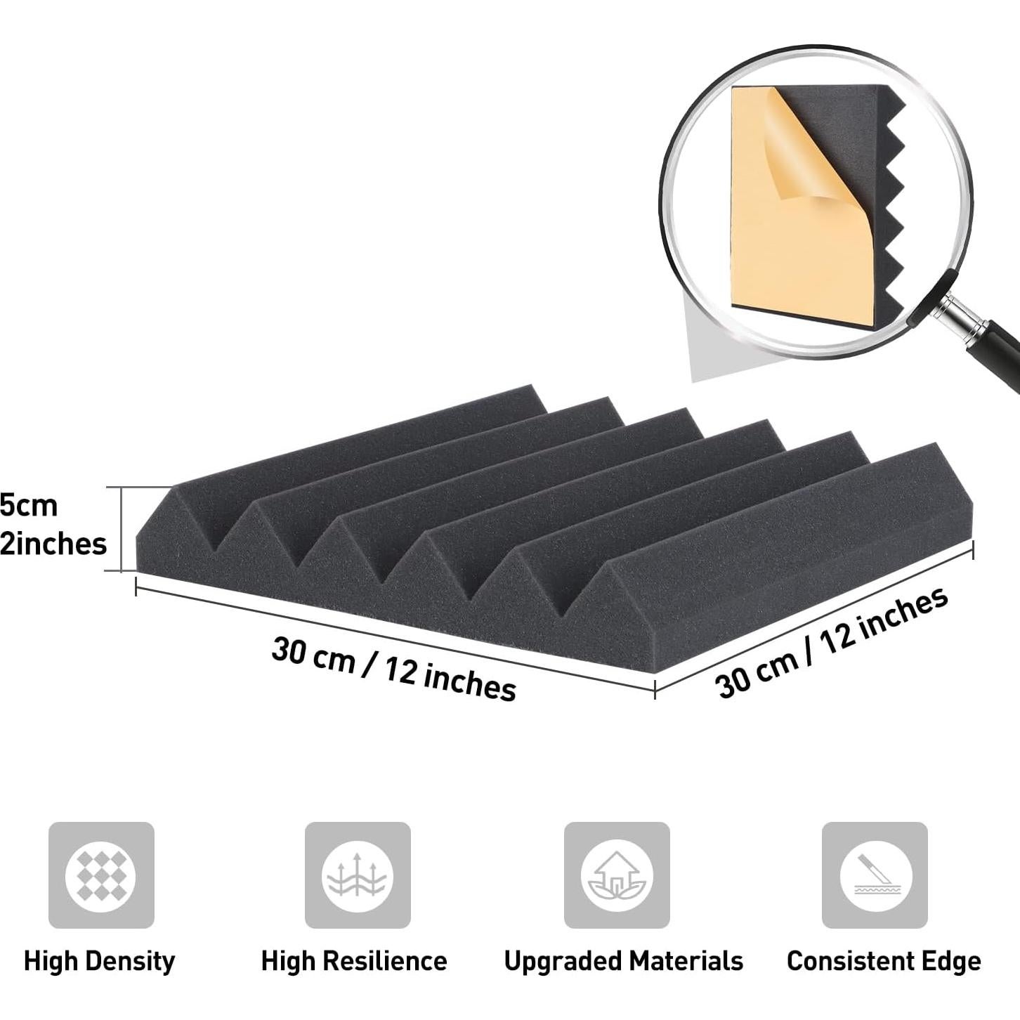 Paquete de 24 Paneles Acústicos Autoadhesivos Wedge 30x30cm