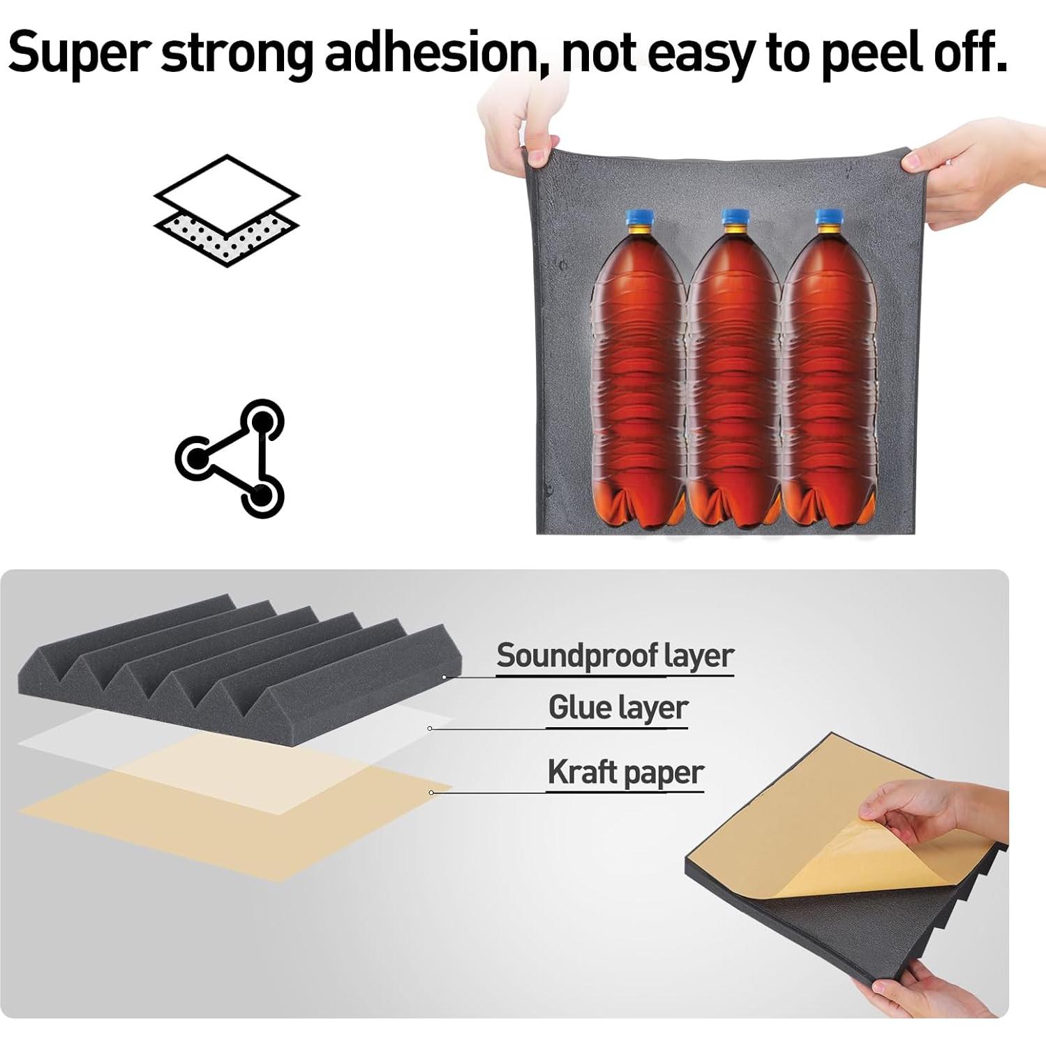 Paquete de 24 Paneles Acústicos Autoadhesivos Wedge 30x30cm