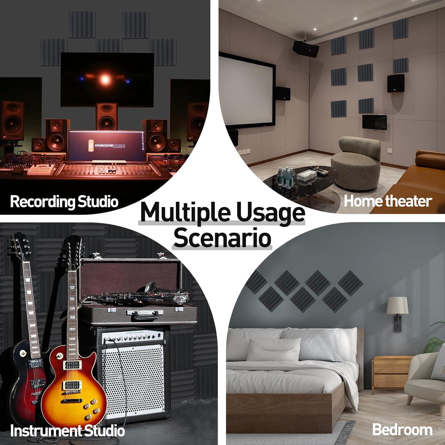 Paquete de 24 Paneles Acústicos Autoadhesivos Wedge 30x30cm