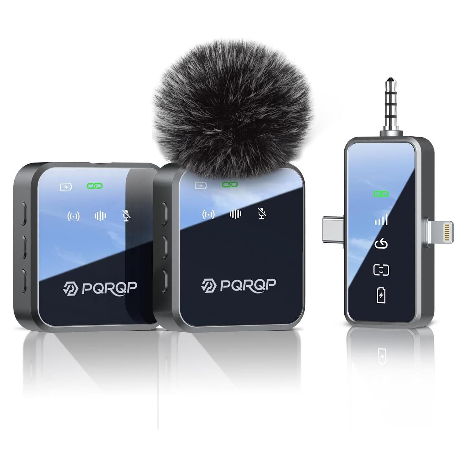 Micrófono Lavalier Inalámbrico PQRQP Mini 3-en-1 Hi-Fi 20H
