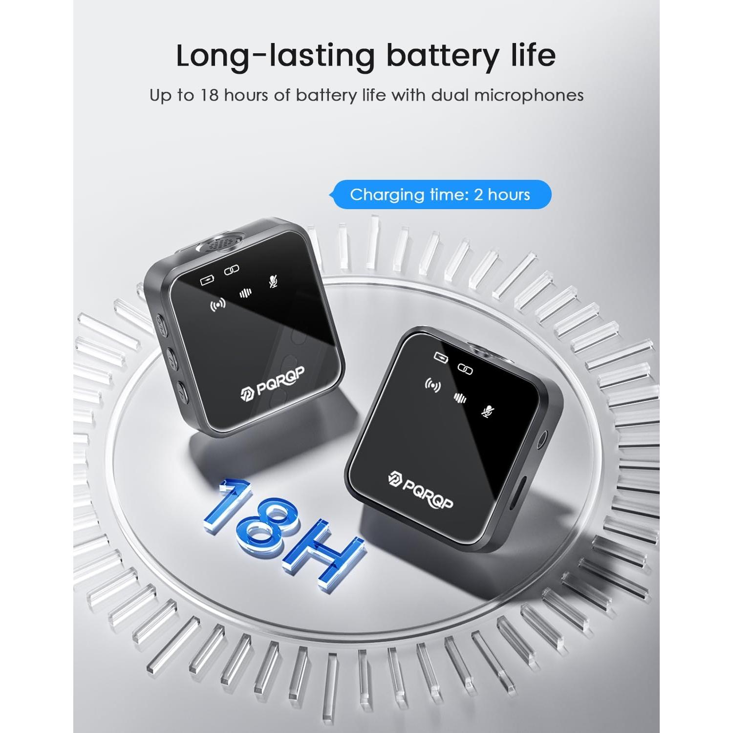 Micrófono Lavalier Inalámbrico PQRQP Mini 3-en-1 Hi-Fi 20H