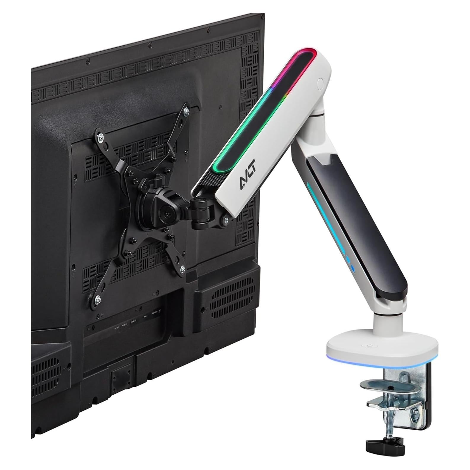 Soporte de Monitor Gaming RGB AVLT Blanco 27" a 45" Ajustable