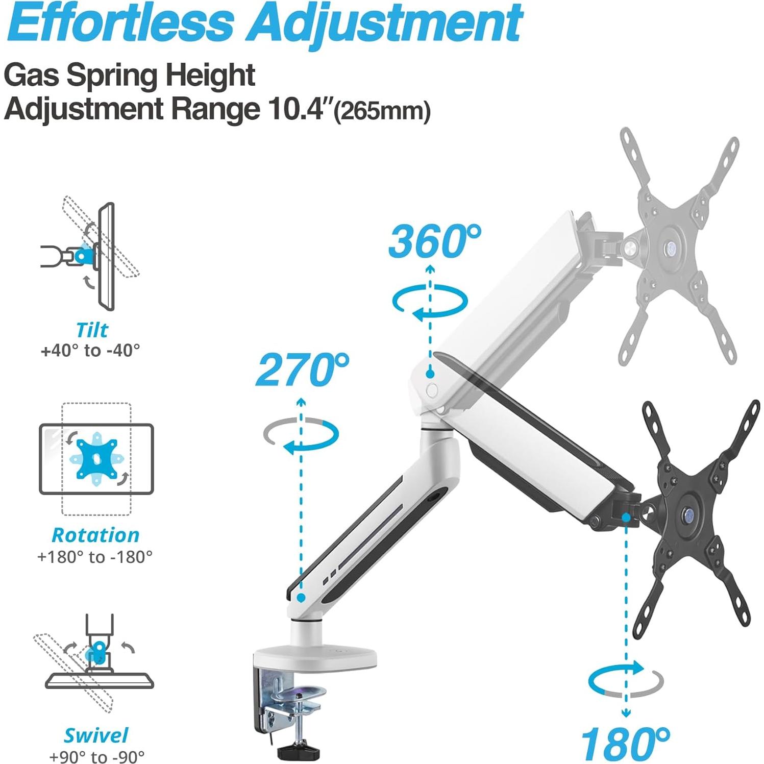 Soporte de Monitor Gaming RGB AVLT Blanco 27" a 45" Ajustable