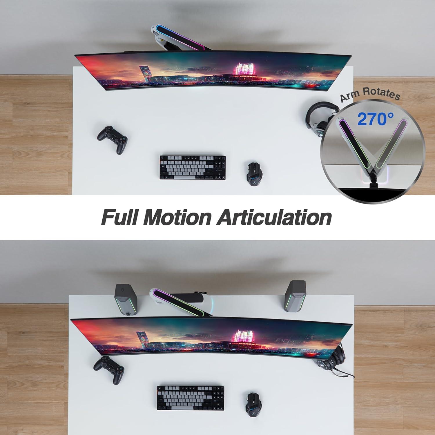 Soporte de Monitor Gaming RGB AVLT Blanco 27" a 45" Ajustable