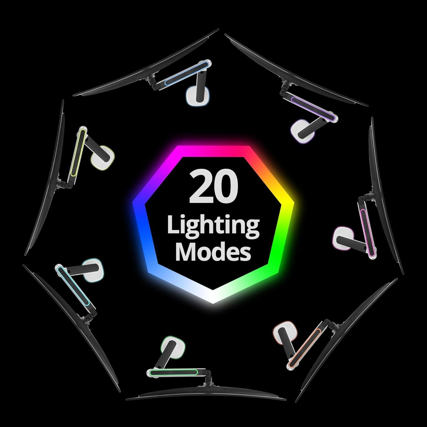 Soporte de Monitor Gaming RGB AVLT Blanco 27" a 45" Ajustable