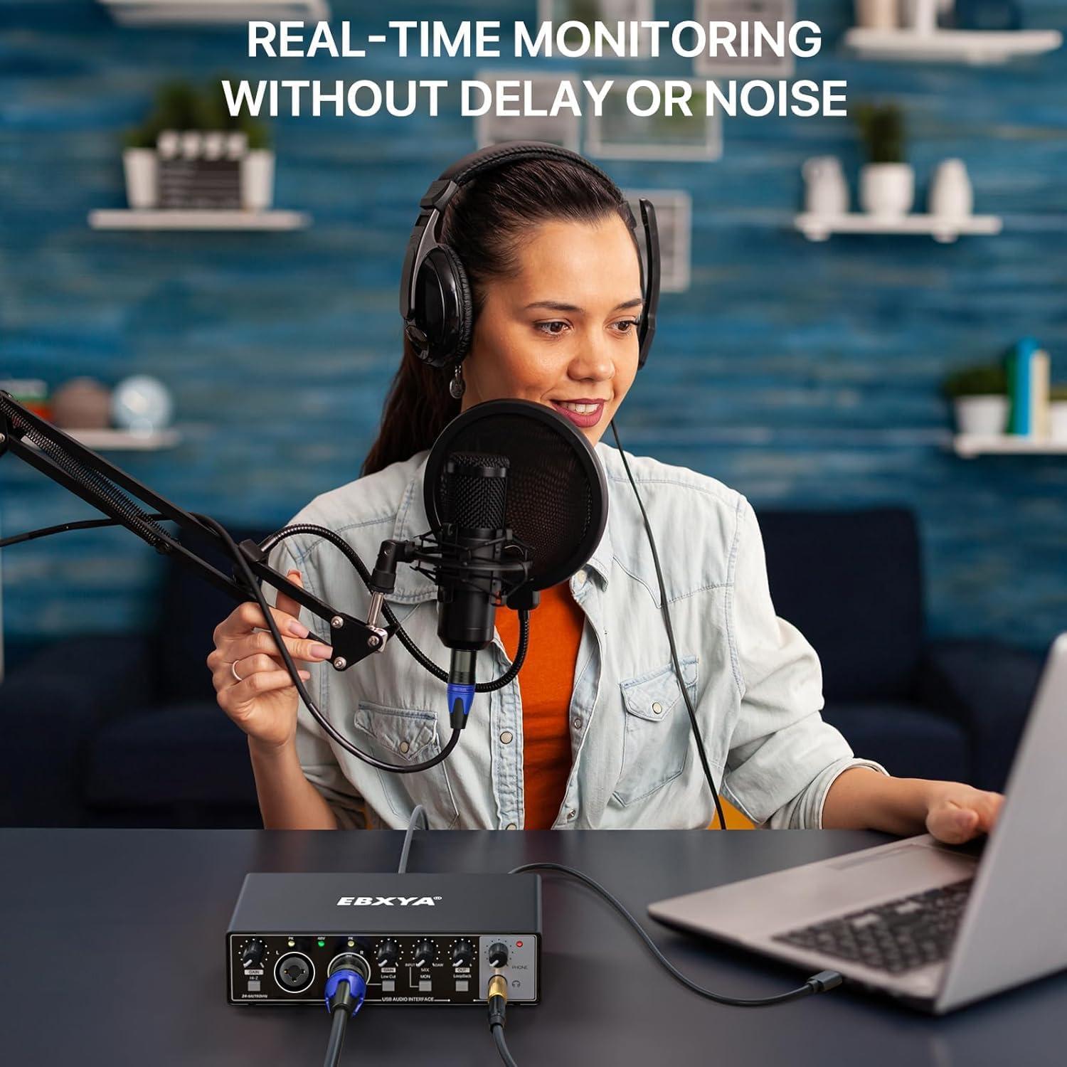 Interfaz de Audio USB EBXYA 24-bit/192kHz con Phantom 48V