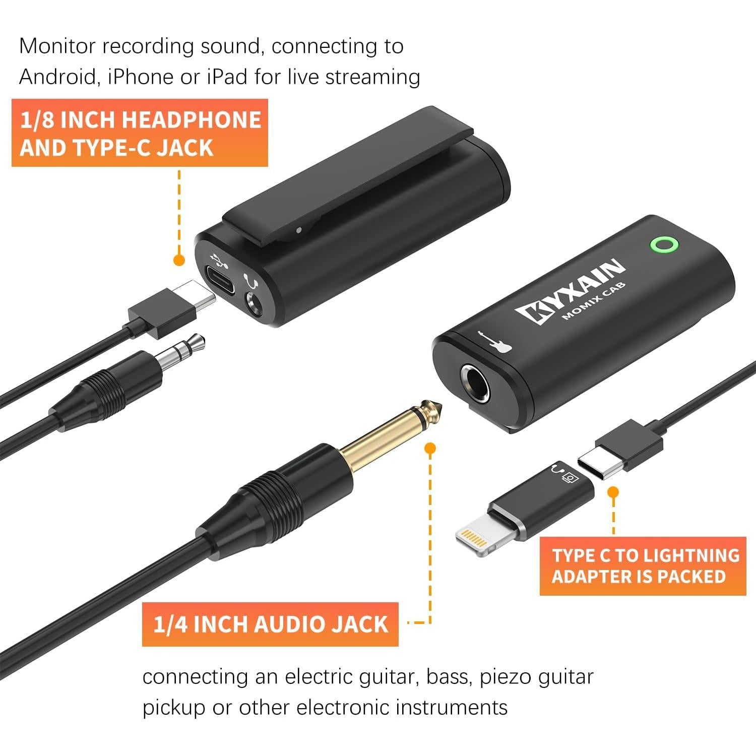 Interfaz de Audio KYXAIN MOMIX CAB para Guitarra y Smartphone