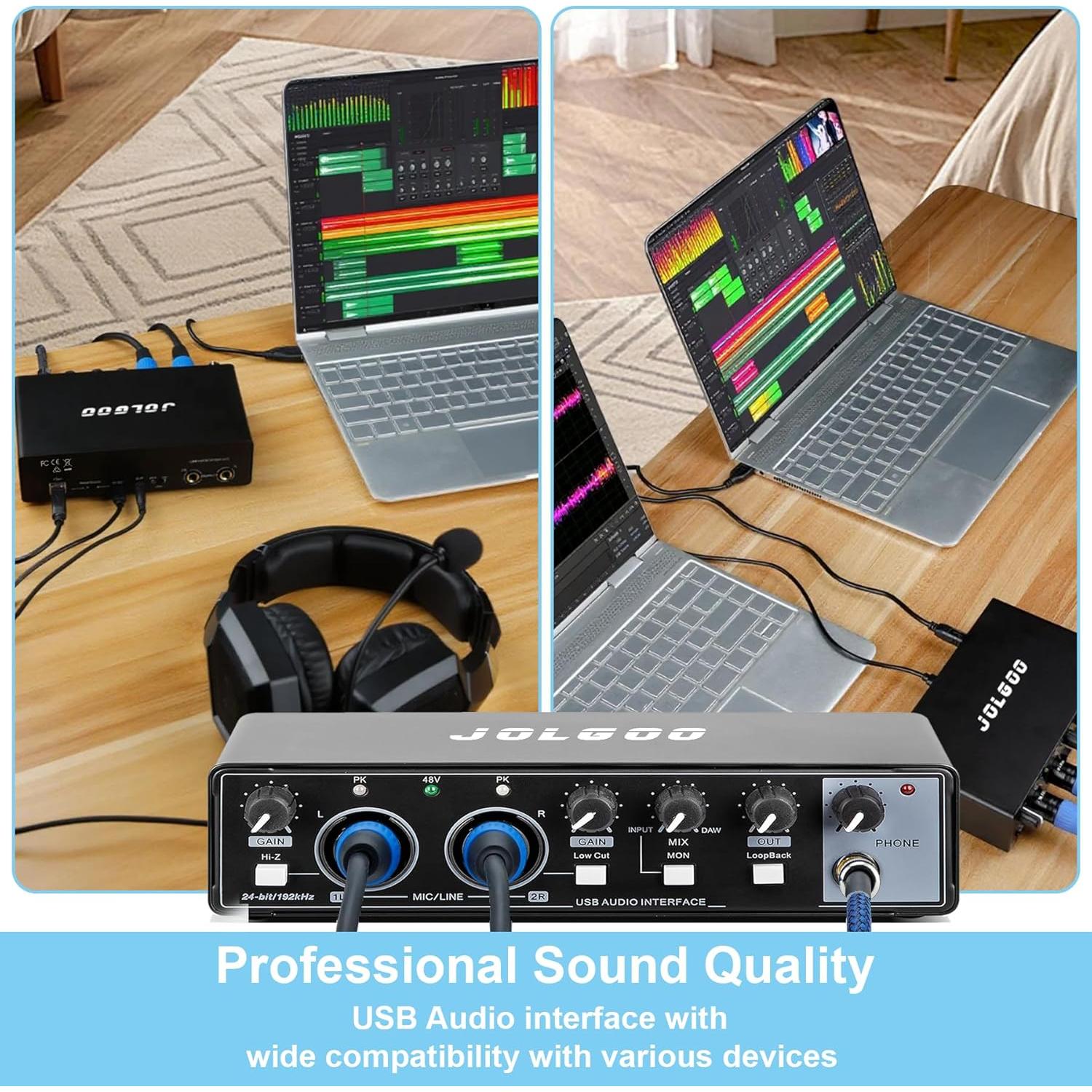 Interfaz de Audio USB 24-Bit/192kHz XLR para PC y Mac