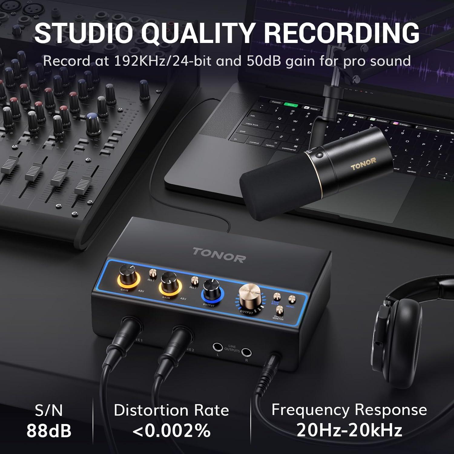 Interfaz de Audio TONOR TX510 USB 2 Canales XLR 6.35mm Negro