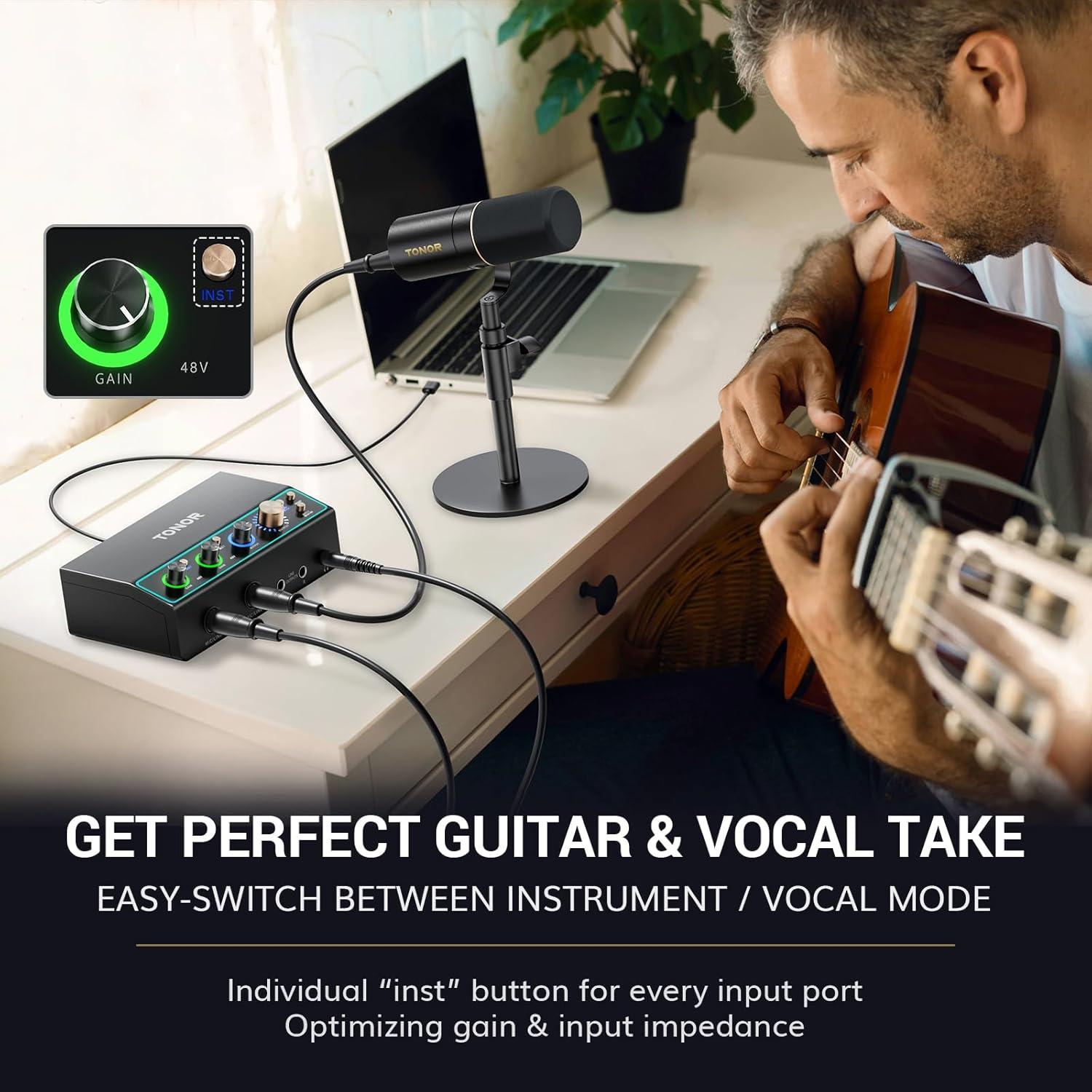 Interfaz de Audio TONOR TX510 USB 2 Canales XLR 6.35mm Negro