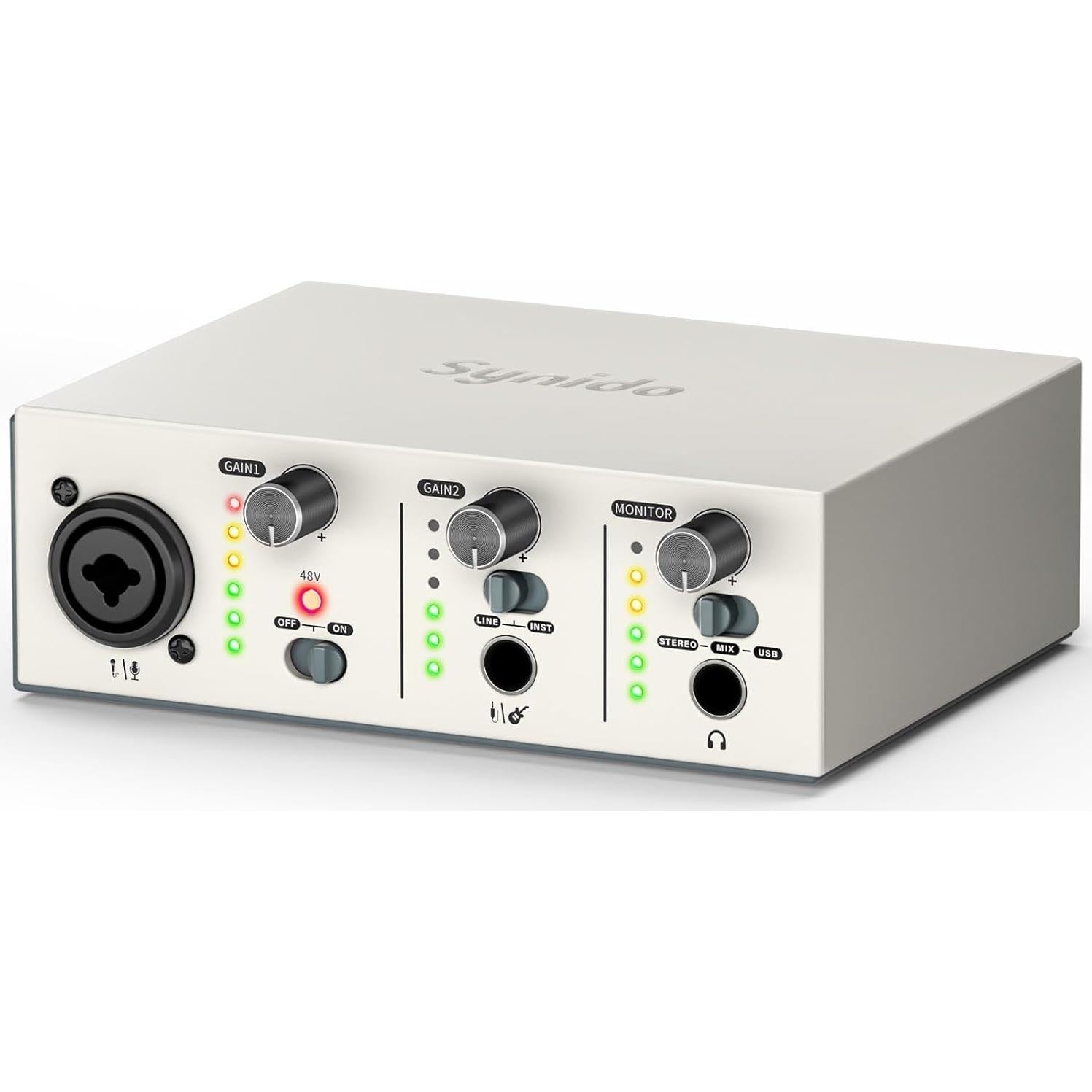 Interfaz de Audio USB C Synido Solo Plata 24bit 48kHz 48V