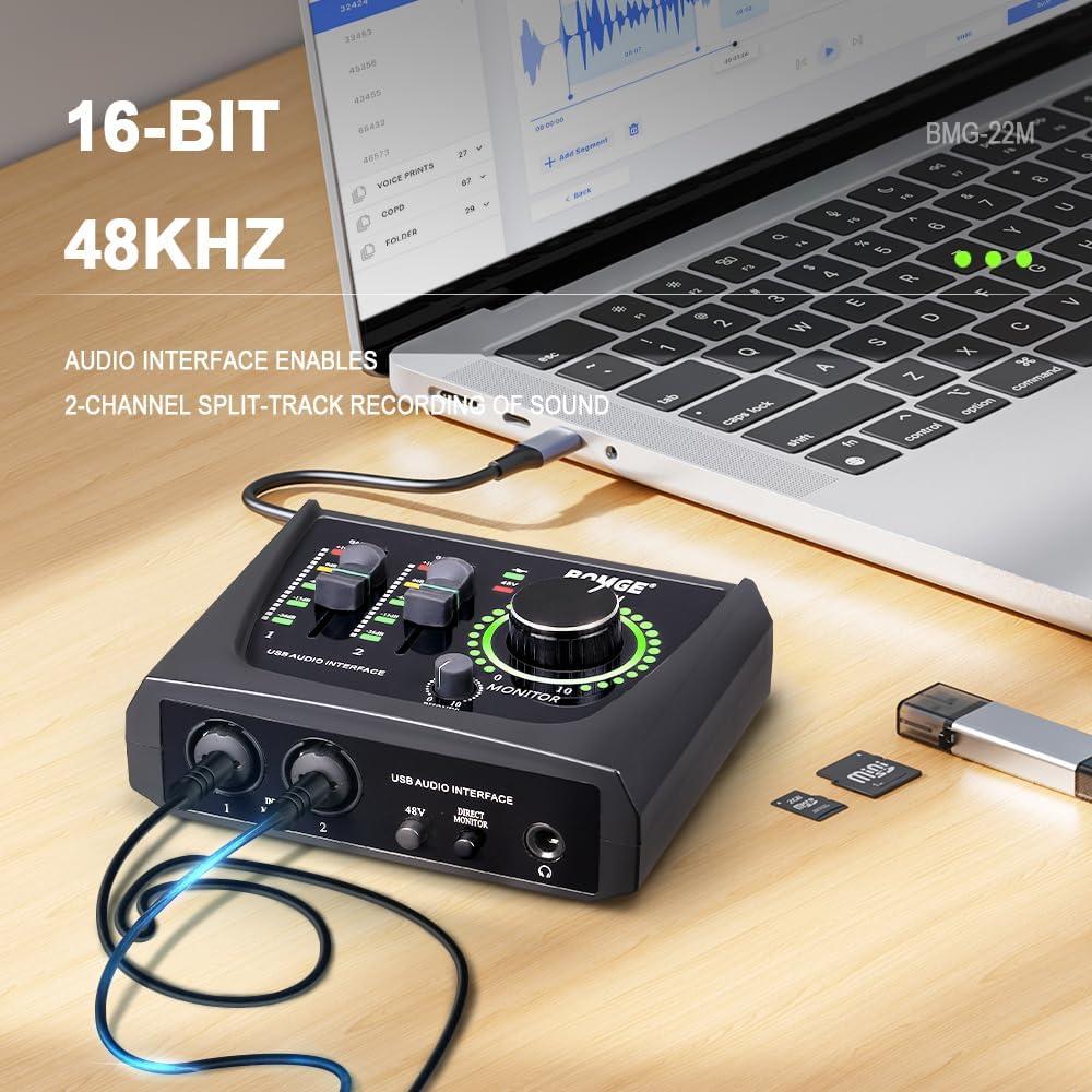 Interfaz de Audio USB BOMGE 22M con Phantom Power 48V