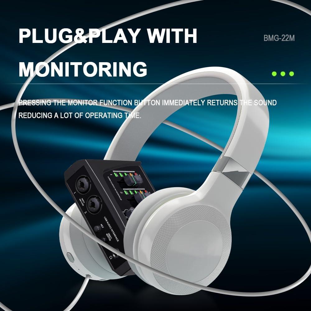 Interfaz de Audio USB BOMGE 22M con Phantom Power 48V