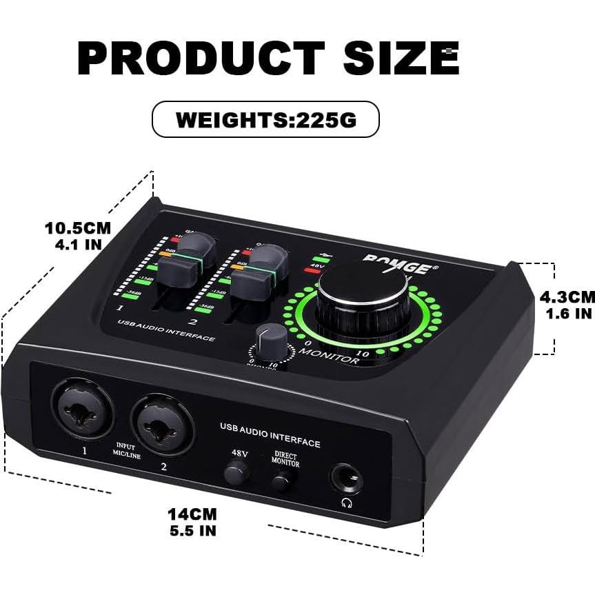Interfaz de Audio USB BOMGE 22M con Phantom Power 48V