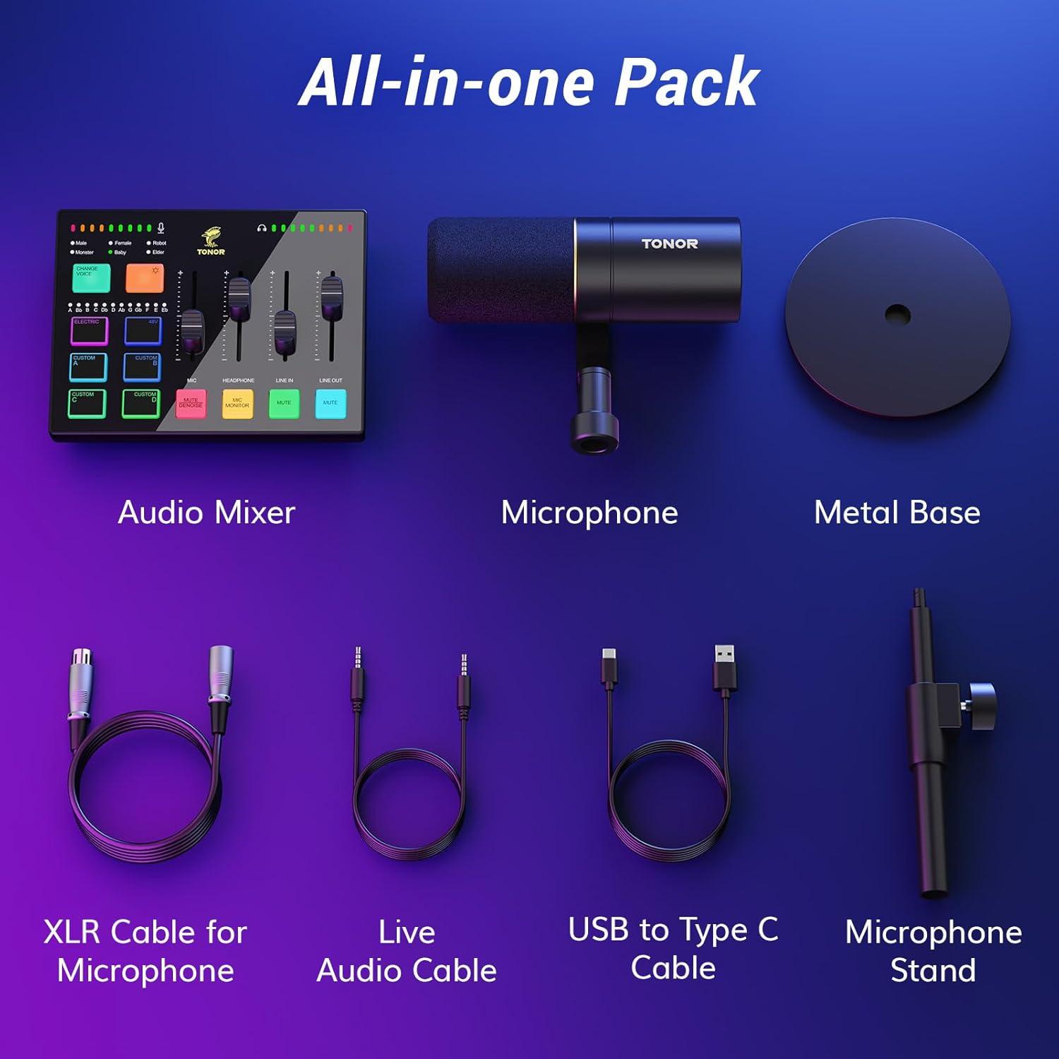 Kit de Mezclador de Audio y Micrófono TONOR E5 para Streaming