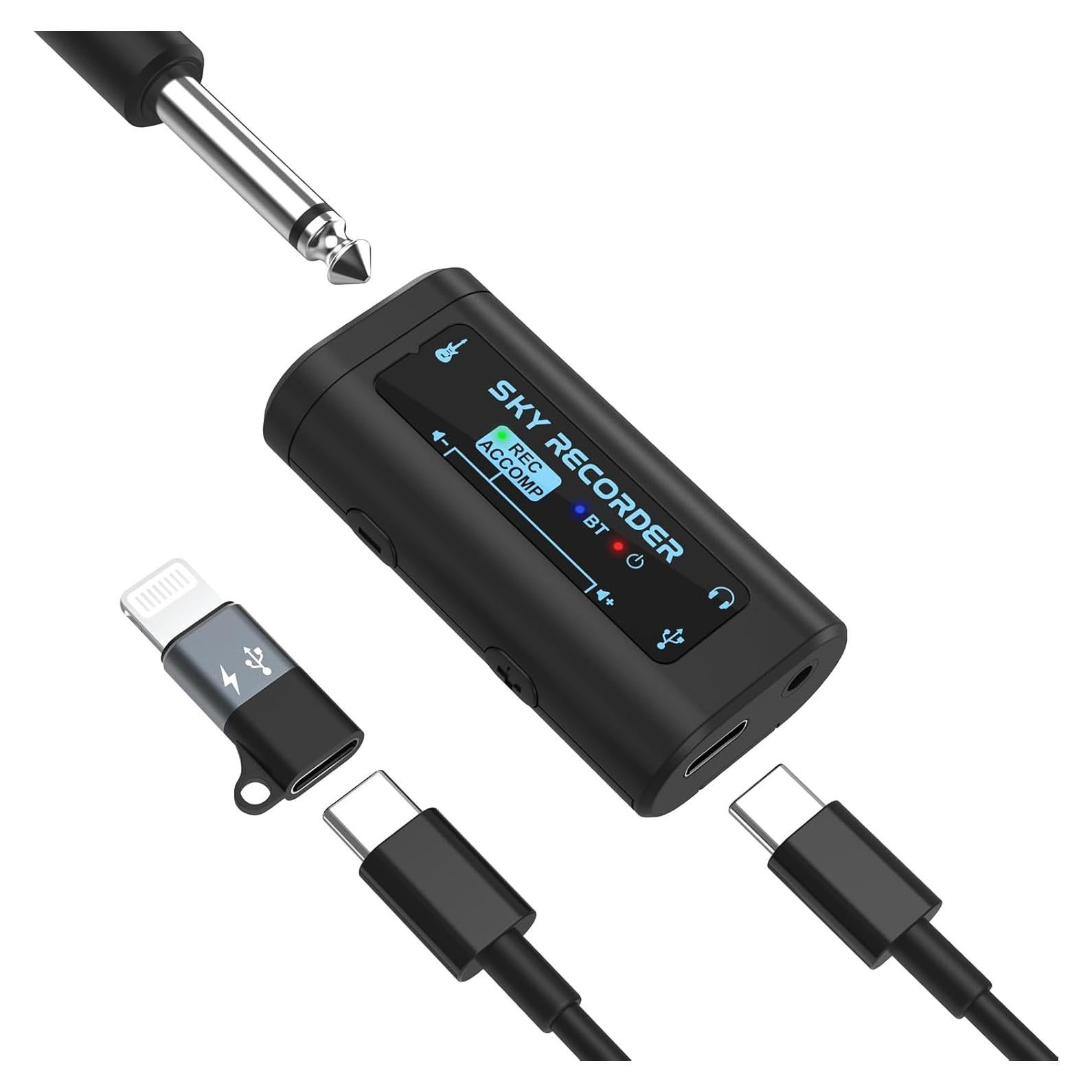 Interfaz de Audio USB-C para Guitarra Bluetooth - Negro